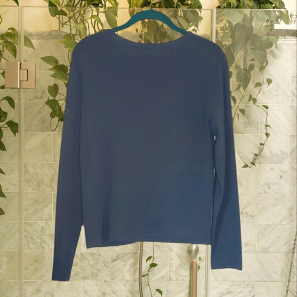 EUC Eileen Fisher Zip Up Cardigan, Petite M, Adriatic Blue, Lightweight, V Neck - Picture 2 of 4